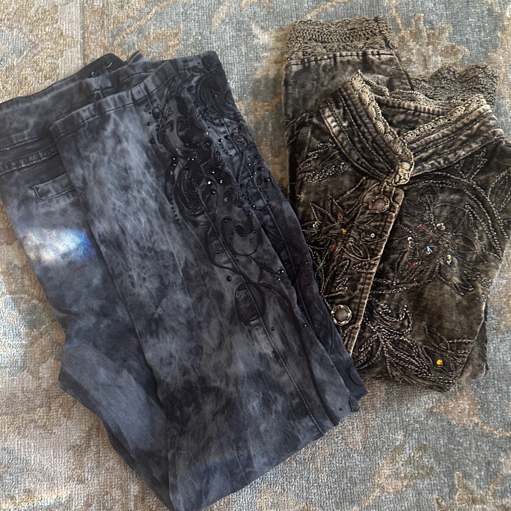 Stylish Black and Brown Embellished Men's Jeans